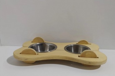 2'li Ahşap Kedi Köpek Mamalığı, 2 Kaseli Kedi-köpek Mama Ve Su Kabı, Suluk Ve Mamalık
