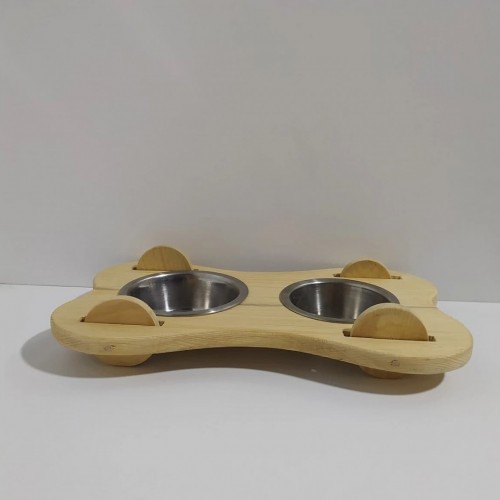 2'li Ahşap Kedi Köpek Mamalığı, 2 Kaseli Kedi-köpek Mama Ve Su Kabı, Suluk Ve Mamalık