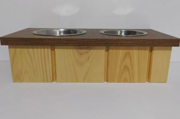 2'li Ahşap Kedi Köpek Mamalığı, 2 Kaseli Kedi-köpek Mama Ve Su Kabı, Suluk Ve Mamalık