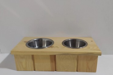 2'li Ahşap Kedi Köpek Mamalığı, 2 Kaseli Kedi-köpek Mama Ve Su Kabı, Suluk Ve Mamalık