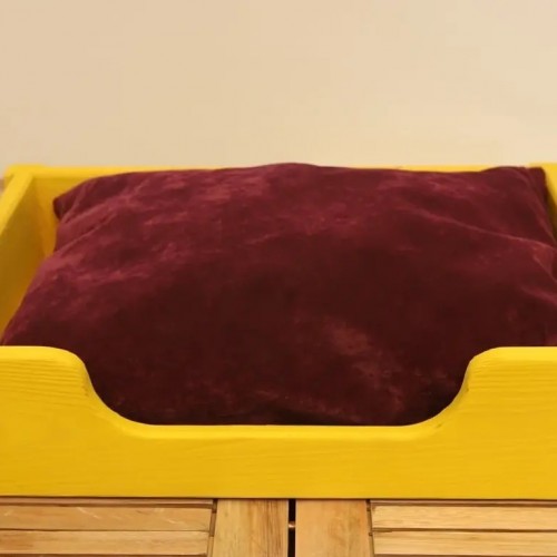 Dekoratif Ahşap Kedi Yatağı, Kedi Ve Köpek Yatağı, Evcil Hayvan Yatağı Sarı