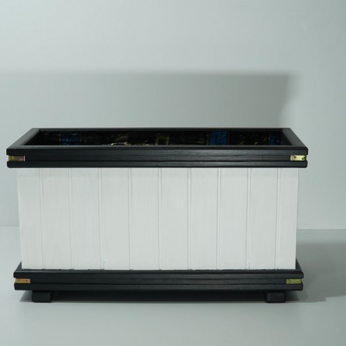 Siyah Beyaz Ayaksız Dikdörtgen Saksı