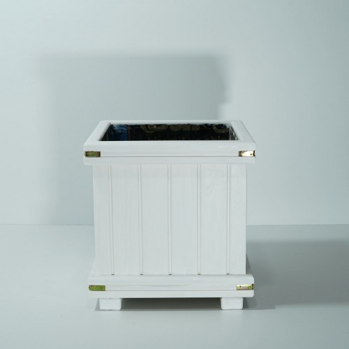 Beyaz Ayaksız Kare Saksı